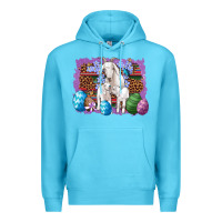 Ocean Blue goat family eggs flowers leopard serape glitter Premium Hoodie - Artiststas
