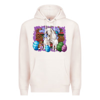 Pale Pink goat family eggs flowers leopard serape glitter Premium Hoodie - Artiststas