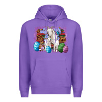 Purple goat family eggs flowers leopard serape glitter Premium Hoodie - Artiststas