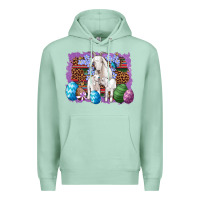 Seafoam goat family eggs flowers leopard serape glitter Premium Hoodie - Artiststas