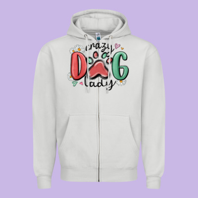 Zipper Hoodie crazy dog lady