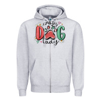 Heather Grey crazy dog lady Zipper Hoodie - MaliasSmallBusiness
