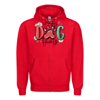 Red crazy dog lady Zipper Hoodie - MaliasSmallBusiness