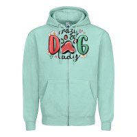 Seafoam crazy dog lady Zipper Hoodie - MaliasSmallBusiness