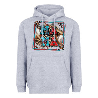 Heather Grey baseball mama with leopard Heavyweight Hoodie - Zillion Design Studio