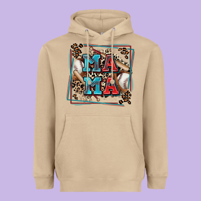 Baseball Mama With Leopard Heavyweight Hoodie Designed By Zillion Design Studio