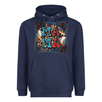 Navy baseball mama with leopard Heavyweight Hoodie - Zillion Design Studio