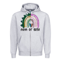 Heather Grey mom of both rainbow Zipper Hoodie - MaliasSmallBusiness