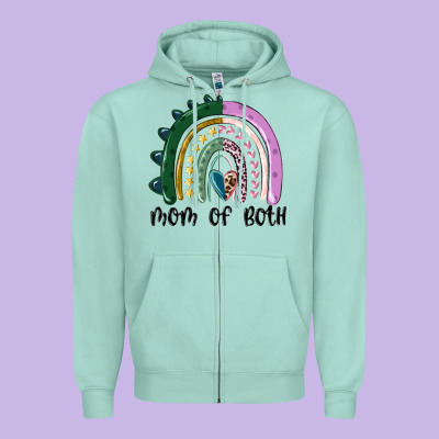 Zipper Hoodie mom of both rainbow