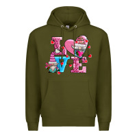 Army Green love and gnomes Premium Hoodie - AdoDesignShop