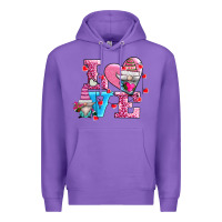 Purple love and gnomes Premium Hoodie - AdoDesignShop