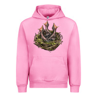 Fuchsia Pink Bird Nest With Baby Birds Urban Hoodie - LillyAllenDesigns