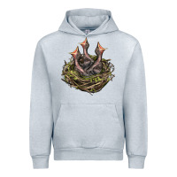 Heather Grey Bird Nest With Baby Birds Urban Hoodie - LillyAllenDesigns