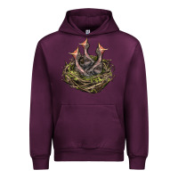 Mauve Wine Bird Nest With Baby Birds Urban Hoodie - LillyAllenDesigns