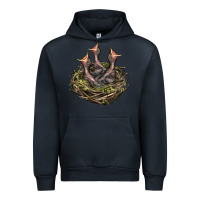 Navy Bird Nest With Baby Birds Urban Hoodie - LillyAllenDesigns