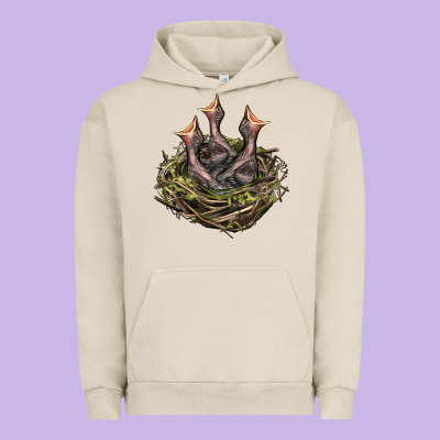 Bird Nest With Baby Birds Urban Hoodie Designed By Lillyallendesigns