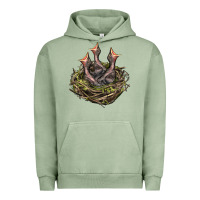 Pigment Oil Green Bird Nest With Baby Birds Urban Hoodie - LillyAllenDesigns