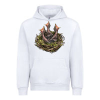 White Bird Nest With Baby Birds Urban Hoodie - LillyAllenDesigns