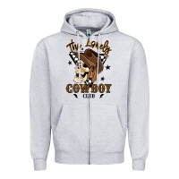 Heather Grey the lonely cowboy club Zipper Hoodie - MaliasSmallBusiness