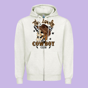 The Lonely Cowboy Club Zipper Hoodie Designed By Maliassmallbusiness