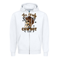 White the lonely cowboy club Zipper Hoodie - MaliasSmallBusiness