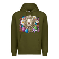 Army Green easter sheep eggs butterfly daisys leopard glitter wooden Premium Hoodie - Artiststas