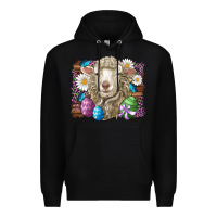 Black easter sheep eggs butterfly daisys leopard glitter wooden Premium Hoodie - Artiststas