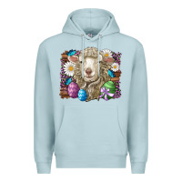 Blue Mist easter sheep eggs butterfly daisys leopard glitter wooden Premium Hoodie - Artiststas