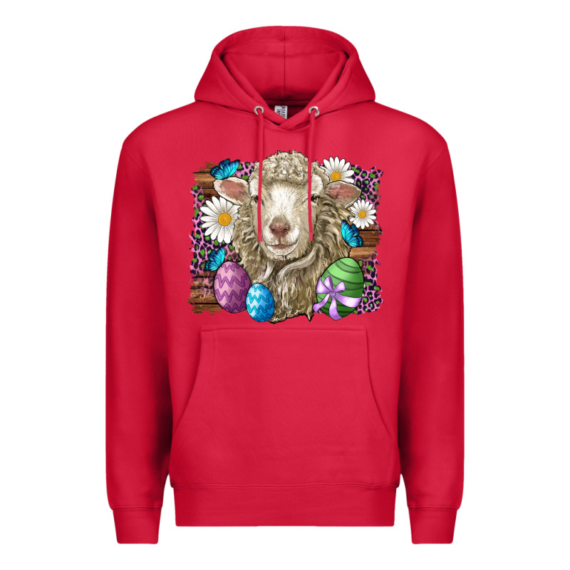 Easter Sheep Eggs Butterfly Daisys Leopard Glitter Wooden Premium Hoodie by Artiststas | Teevron