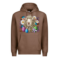 Chestnut easter sheep eggs butterfly daisys leopard glitter wooden Premium Hoodie - Artiststas