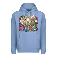Colony Blue easter sheep eggs butterfly daisys leopard glitter wooden Premium Hoodie - Artiststas