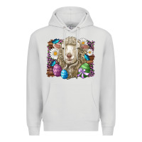 Dove Grey easter sheep eggs butterfly daisys leopard glitter wooden Premium Hoodie - Artiststas