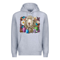 Heather Grey easter sheep eggs butterfly daisys leopard glitter wooden Premium Hoodie - Artiststas