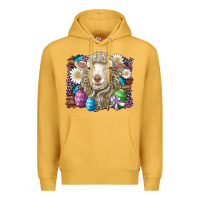 Mustard easter sheep eggs butterfly daisys leopard glitter wooden Premium Hoodie - Artiststas