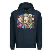 Navy easter sheep eggs butterfly daisys leopard glitter wooden Premium Hoodie - Artiststas