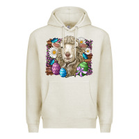 Oatmeal Heather easter sheep eggs butterfly daisys leopard glitter wooden Premium Hoodie - Artiststas