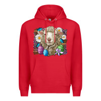 Red easter sheep eggs butterfly daisys leopard glitter wooden Premium Hoodie - Artiststas