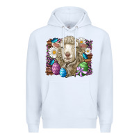 White easter sheep eggs butterfly daisys leopard glitter wooden Premium Hoodie - Artiststas