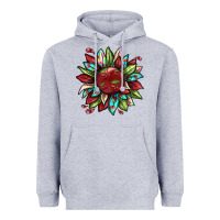 Heather Grey Cherry sunflower Heavyweight Hoodie - texasbilliewilder