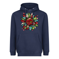 Navy Cherry sunflower Heavyweight Hoodie - texasbilliewilder