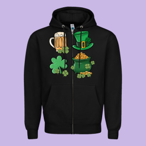 Pot Of Gold Zipper Hoodie Designed By Maliassmallbusiness