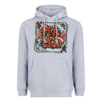 Heather Grey American football mama with leopard Heavyweight Hoodie - Zillion Design Studio