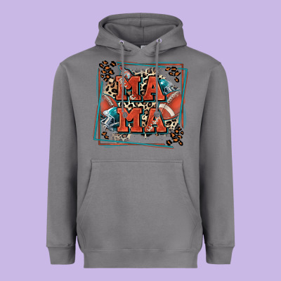 American Football Mama With Leopard Heavyweight Hoodie Designed By Zillion Design Studio