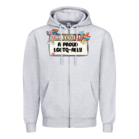 Heather Grey proud ally Zipper Hoodie - MaliasSmallBusiness