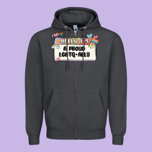 Proud Ally Zipper Hoodie Designed By Maliassmallbusiness