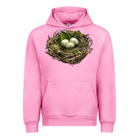 Fuchsia Pink Bird Nest With Eggs Urban Hoodie - LillyAllenDesigns