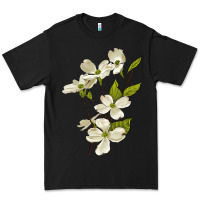 Black American Dogwood Flower Illustrations Premium Tee - LillyAllenDesigns