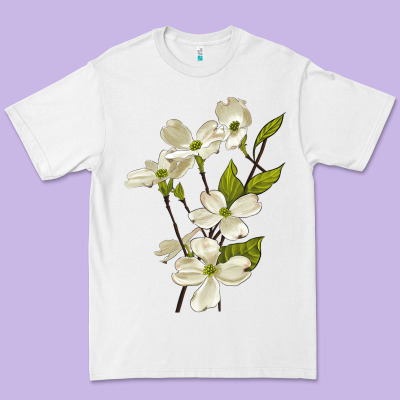 American Dogwood Flower Illustrations Premium Tee Designed By Lillyallendesigns