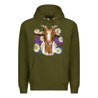 Army Green easter goat daisys leopard wooden Premium Hoodie - Artiststas
