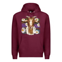 Burgundy easter goat daisys leopard wooden Premium Hoodie - Artiststas